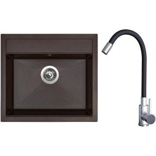 Set Sinks G21593 (dřez Solo 560 Marone 93 + baterie Elasta Nerez/Černá)