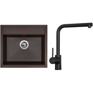 Set Sinks G23993 (dřez Solo 560 Marone 93 + baterie Elka Černá matná)