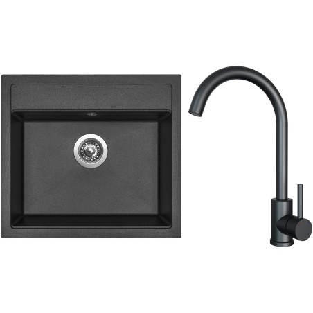 Set Sinks G23674 (dřez Solo 560 Metalblack 74 + baterie Arco Černá matná) Set Sinks G23674 (dřez Solo 560 Metalblack 74 + baterie Arco Černá matná)