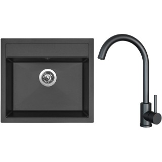 Set Sinks G23626 (dřez Solo 560 Pureblack 26 + baterie Arco Černá matná)