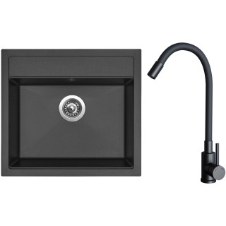 Set Sinks G23726 (dřez Solo 560 Pureblack 26 + baterie Elasta Černá matná)