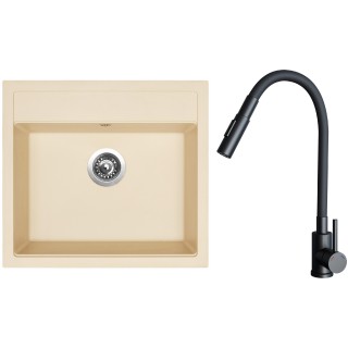 Set Sinks G24250 (dřez Solo 560 Sahara 50 + baterie Elasta S Černá matná)