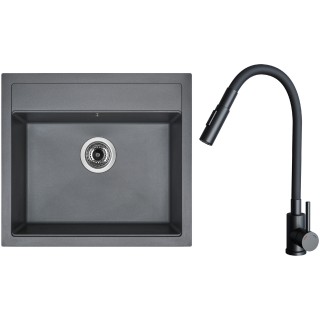 Set Sinks G24272 (dřez Solo 560 Titanium 72 + baterie Elasta S Černá matná)