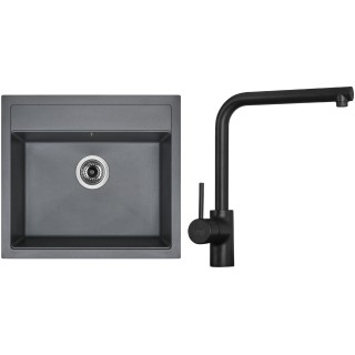 Set Sinks G23972 (dřez Solo 560 Titanium 72 + baterie Elka Černá matná)