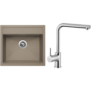 Set Sinks G23854 (dřez Solo 560 Truffle 54 + baterie Elka Chrom - lesklý)