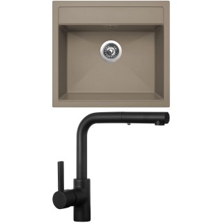 Set Sinks G24354 (dřez Solo 560 Truffle 54 + baterie Enigma S Černá matná)