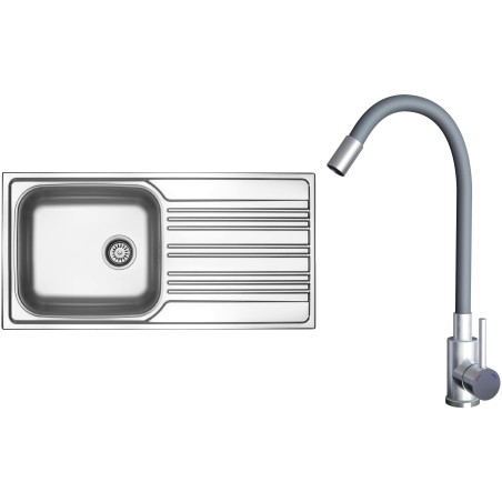 Set Sinks N149 (dřez Star 1000 XXL V 0,7mm, matný + baterie Elasta Nerez/Šedá) Set Sinks N149 (dřez Star 1000 XXL V 0,7mm, matný + baterie Elasta Nerez/Šedá)