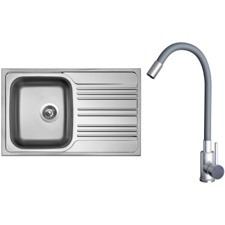 Set Sinks N133 (dřez Star 780 V 0,6 mm, matný + baterie Elasta Nerez/Šedá) Set Sinks N133 (dřez Star 780 V 0,6 mm, matný + baterie Elasta Nerez/Šedá)