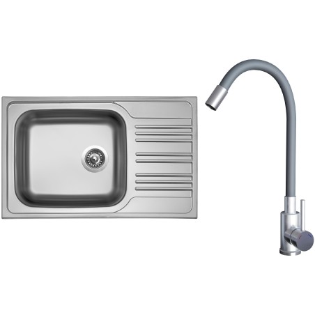 Set Sinks N135 (dřez Star 780 XXL 0,7 mm, matný + baterie Elasta Nerez/Šedá) Set Sinks N135 (dřez Star 780 XXL 0,7 mm, matný + baterie Elasta Nerez/Šedá)