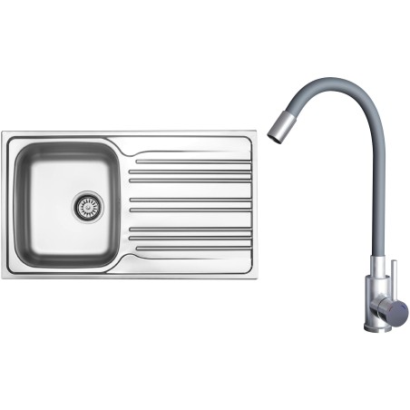 Set Sinks N143 (dřez Star 860 V 0,6mm, matný + baterie Elasta Nerez/Šedá) Set Sinks N143 (dřez Star 860 V 0,6mm, matný + baterie Elasta Nerez/Šedá)