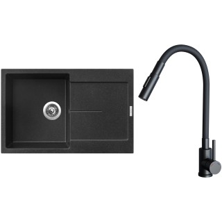 Set Sinks G25430 (dřez Ultima 790 Granblack 30 + baterie Elasta S Černá matná)