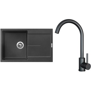 Set Sinks G25074 (dřez Ultima 790 Metalblack 74 + baterie Arco Černá matná)