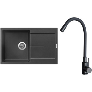 Set Sinks G25174 (dřez Ultima 790 Metalblack 74 + baterie Elasta Černá matná)