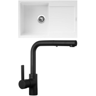Set Sinks G25528 (dřez Ultima 790 Milk 28 + baterie Enigma S Černá matná)