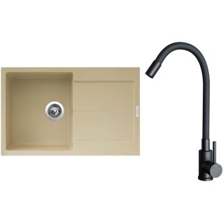 Set Sinks G25150 (dřez Ultima 790 Sahara 50 + baterie Elasta Černá matná)