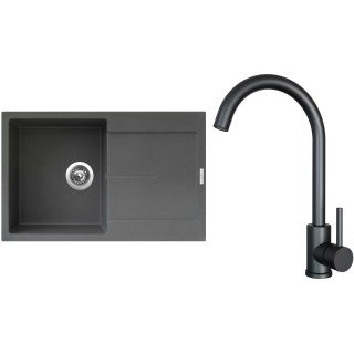 Set Sinks G25072 (dřez Ultima 790 Titanium 72 + baterie Arco Černá matná)