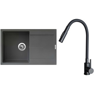Set Sinks G25472 (dřez Ultima 790 Titanium 72 + baterie Elasta S Černá matná)