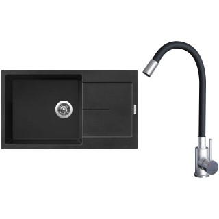 Set Sinks G22274 (dřez Ultima 860 XXL Metalblack 74 + baterie Elasta Nerez/Černá)