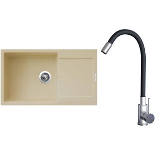 Set Sinks G22250 (dřez Ultima 860 XXL Sahara 50 + baterie Elasta Nerez/Černá)