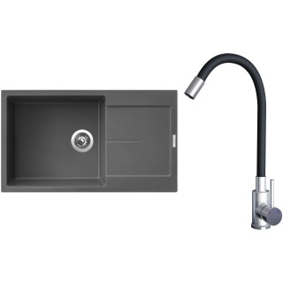 Set Sinks G22272 (dřez Ultima 860 XXL Titanium 72 + baterie Elasta Nerez/Černá)