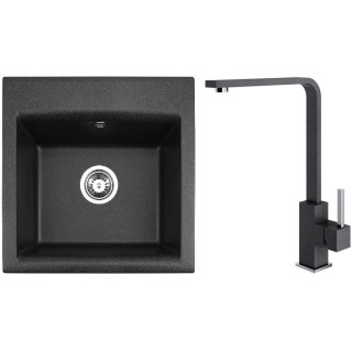 Set Alveus (dřez Gem 10 Black 91 + baterie Afra Black 91)