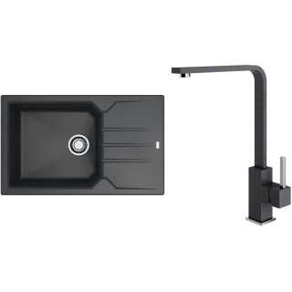 Set Alveus (dřez Record 40 Black 91 + baterie Afra Black 91)