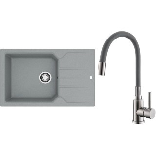 Set Alveus (dřez Record 40 Beton 81 + baterie Mintas Beton/Kartáčovaná ocel)