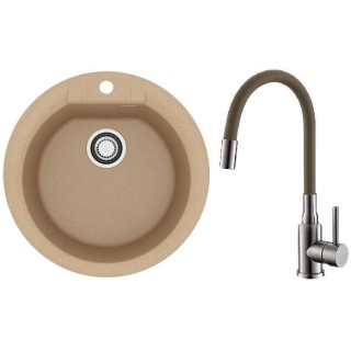 Set Alveus (dřez Cadit 100 Beige 55 + baterie Mintas Béžová/Kartáčovaná ocel)