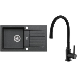 Set Alveus (dřez Niro 130 Black 91 + baterie Mintas Černá matná)