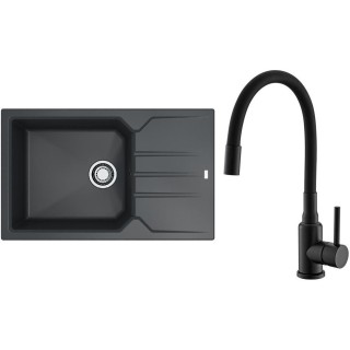 Set Alveus (dřez Record 40 Black 91 + baterie Mintas Černá matná)