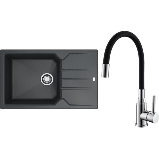 Set Alveus (dřez Record 40 Black 91 + baterie Mintas Černá/Chrom)