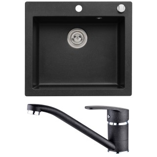 Set Alveus (dřez Cortina 160 Black 91 + baterie Nina Black 91)