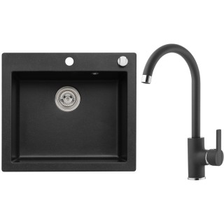 Set Alveus (dřez Cortina 160 Black 91 + baterie Tonia Black 91)