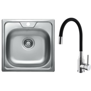 Set Alveus (dřez Allux 70 Natur + baterie Mintas Černá/Chrom)