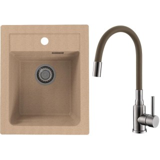 Set Alveus (dřez Atrox 10 Beige 55 + baterie Mintas Béžová/Kartáčovaná ocel)