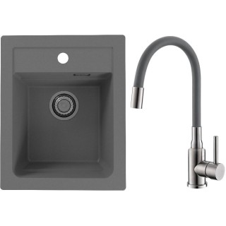 Set Alveus (dřez Atrox 10 Beton 81 + baterie Mintas Beton/Kartáčovaná ocel)