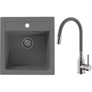 Set Alveus (dřez Atrox 20 Beton 81 + baterie Mintas Beton/Kartáčovaná ocel)