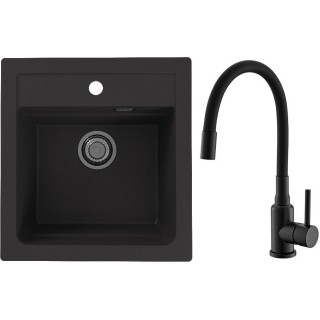 Set Alveus (dřez Atrox 20 Black 91 + baterie Mintas Černá matná)