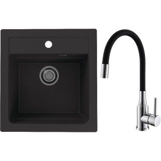 Set Alveus (dřez Atrox 20 Black 91 + baterie Mintas Černá/Chrom)