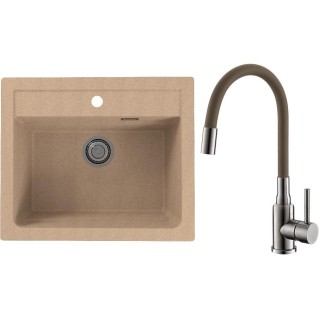 Set Alveus (dřez Atrox 30 Beige 55 + baterie Mintas Béžová/Kartáčovaná ocel)