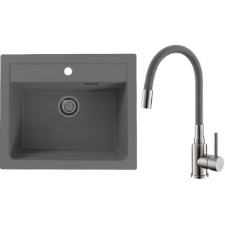 Set Alveus (dřez Atrox 30 Beton 81 + baterie Mintas Beton/Kartáčovaná ocel)