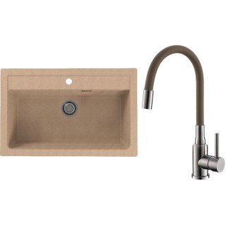 Set Alveus (dřez Atrox 40 Beige 55 + baterie Mintas Béžová/Kartáčovaná ocel)