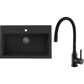 Set Alveus (dřez Atrox 40 Black 91 + baterie Mintas Černá matná)