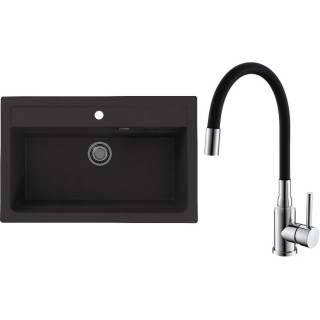 Set Alveus (dřez Atrox 40 Black 91 + baterie Mintas Černá/Chrom)