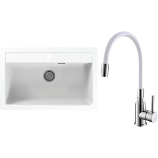 Set Alveus (dřez Atrox 40 White 11 + baterie Mintas Bílá/Chrom)