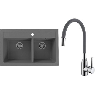 Set Alveus (dřez Atrox 50 Beton 81 + baterie Mintas Beton/Chrom)