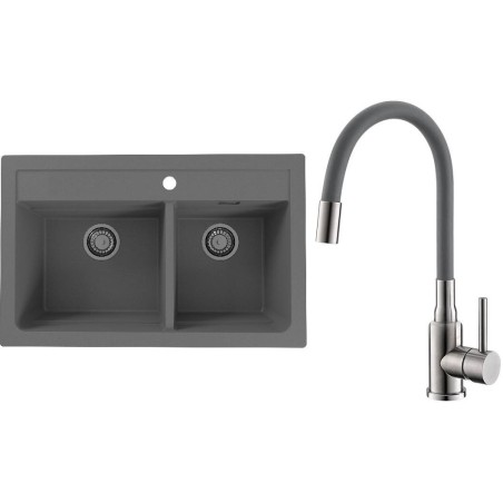 Set Alveus (dřez Atrox 50 Beton 81 + baterie Mintas Beton/Kartáčovaná ocel)