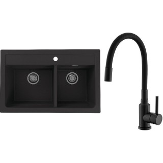 Set Alveus (dřez Atrox 50 Black 91 + baterie Mintas Černá matná)