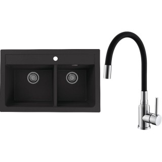 Set Alveus (dřez Atrox 50 Black 91 + baterie Mintas Černá/Chrom)