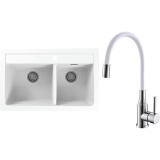 Set Alveus (dřez Atrox 50 White 11 + baterie Mintas Bílá/Chrom)